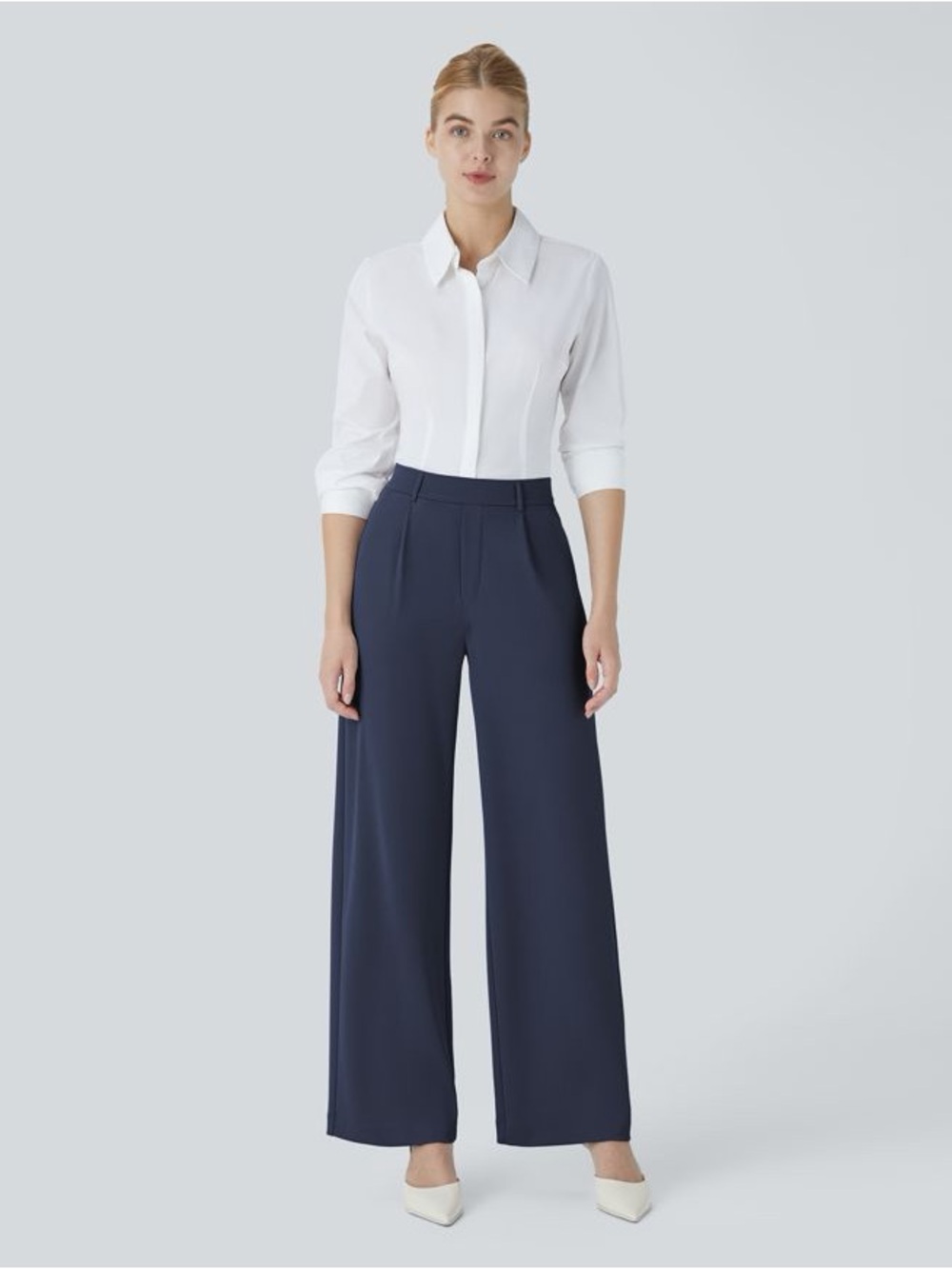 NWT HALARA Flex DayStretch High Waisted Straight Leg Work Pants Mood Indigo M